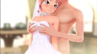 Innocent anime bride fingered to orgasm