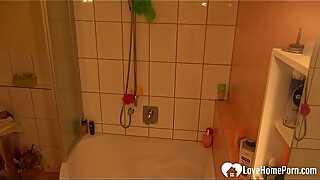 Horny friends wife taking a shower