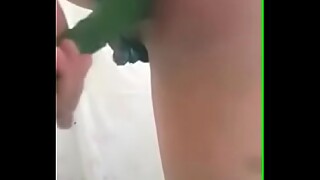 Hot sissy slut making her ass wide with a large veggie