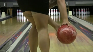 Wife at Bowling  in miniskirt